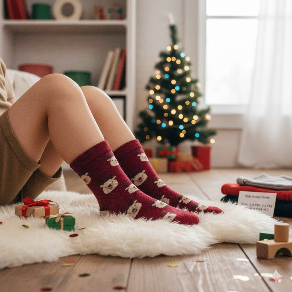 Cozy Reindeer Print Socks for Kids