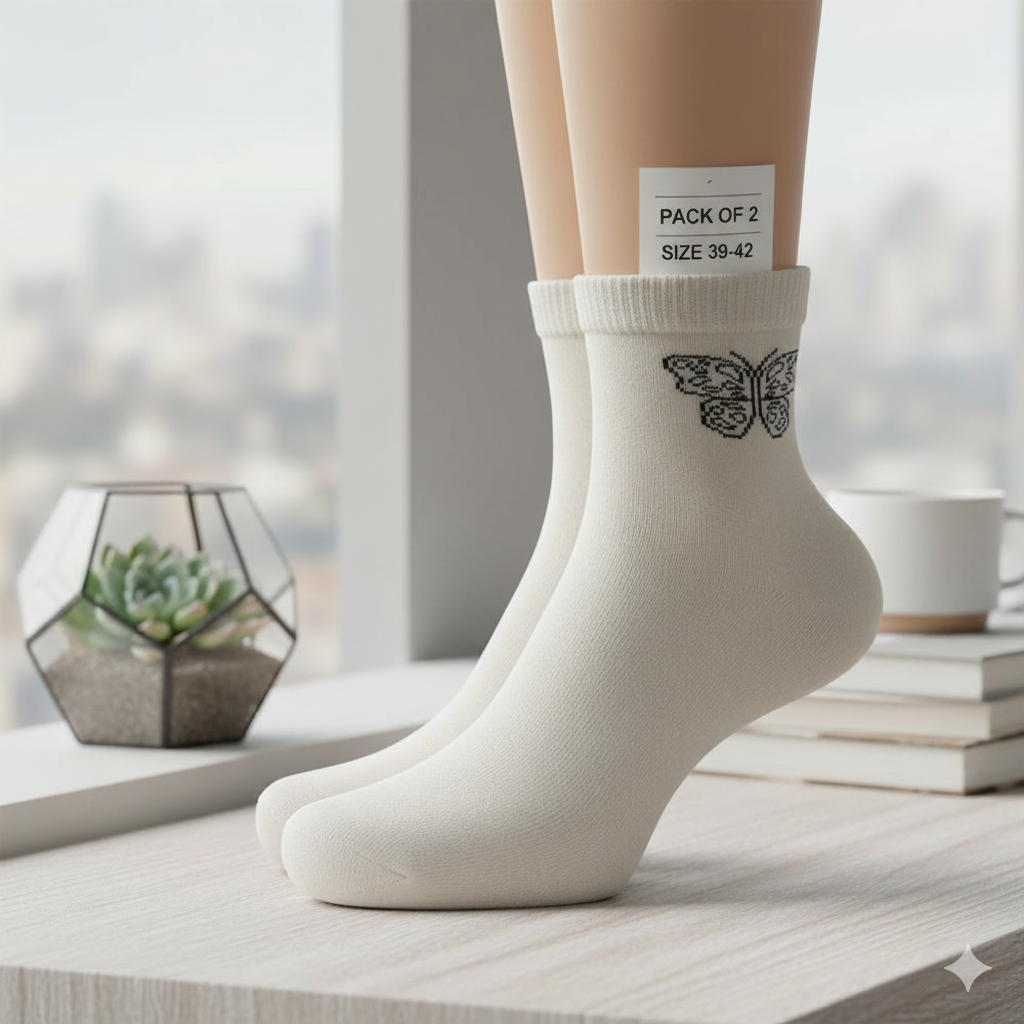 Butterfly Print Women's Crew Socks