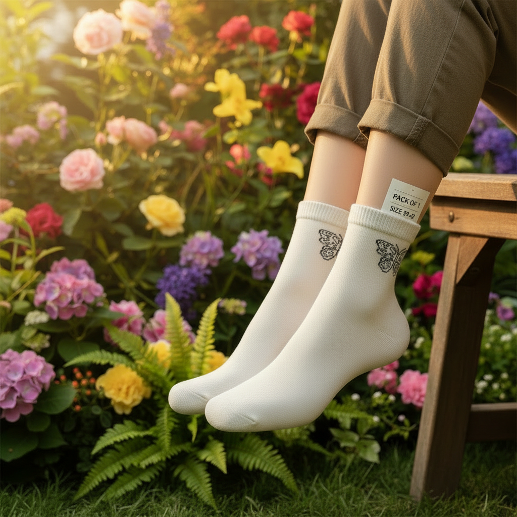 Butterfly Print Women's Crew Socks