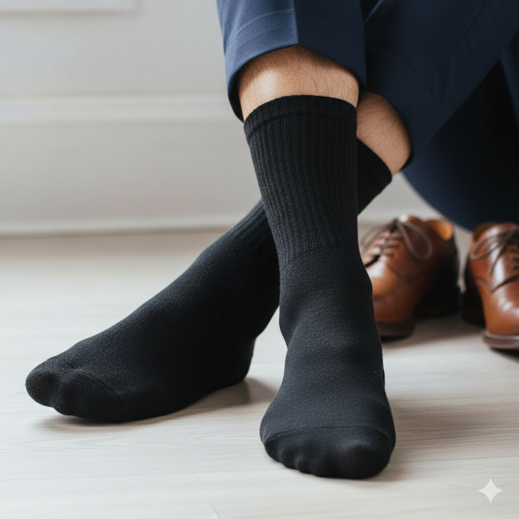 Ultimate Comfort Men Black Crew Socks