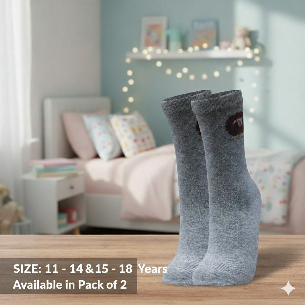 Cozy-Chic Sheep Design Girl's Crew Socks