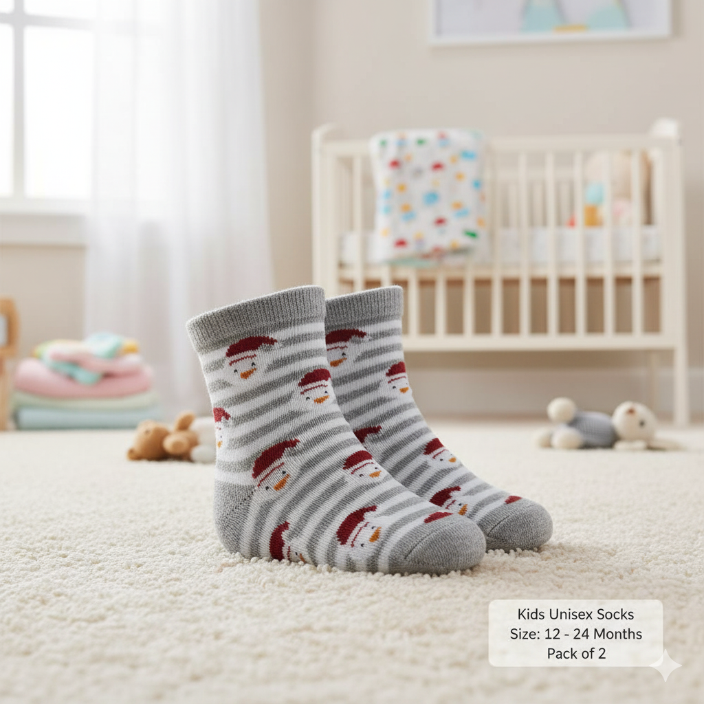 Kids Unisex Striped Snowman Ankle Socks