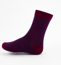 Boys Striped Maroon Crew Socks