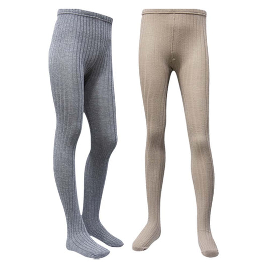 Cozy Apricot & Grey Knit Lines Girls Tights (CJ)