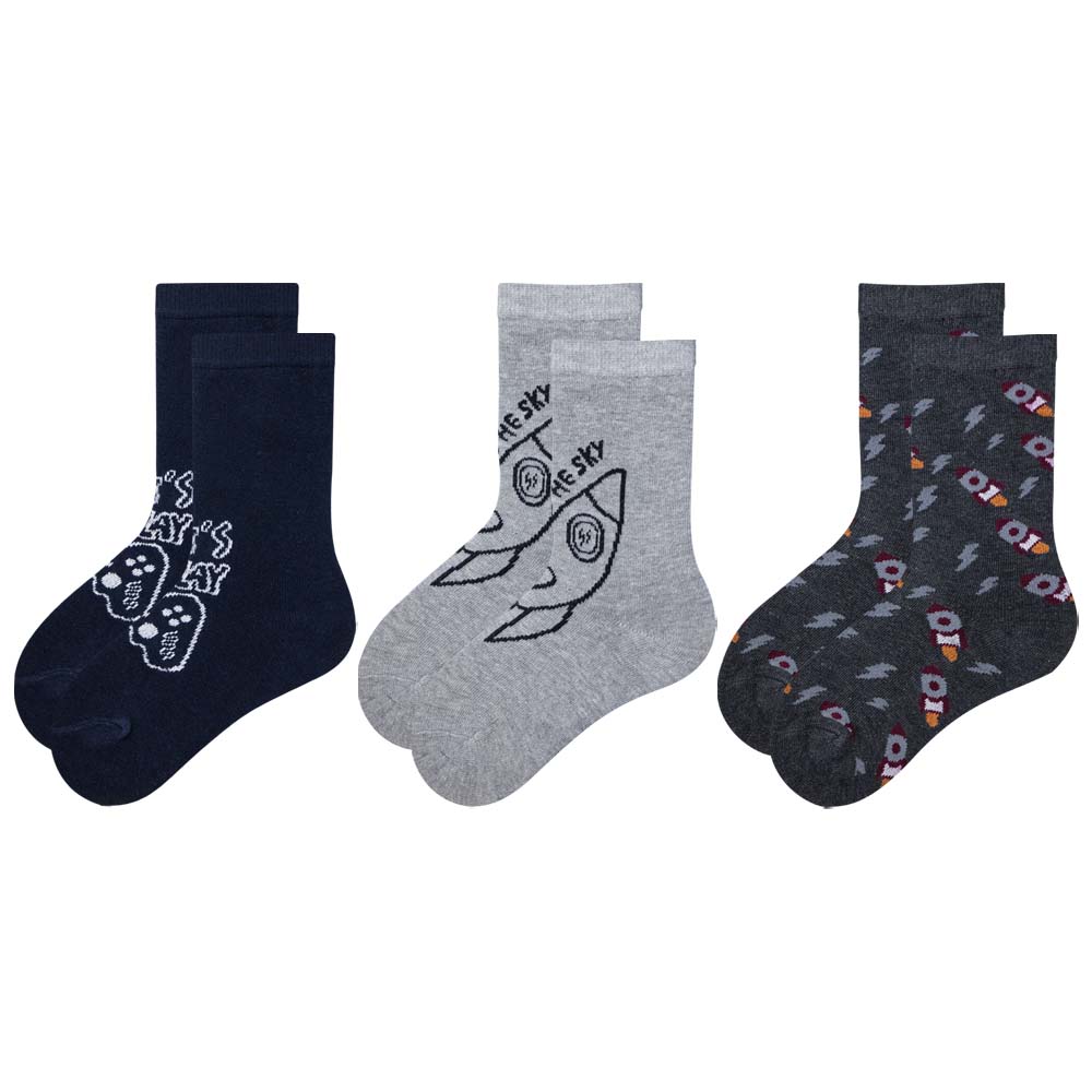 3-Pack Galaxy Gamer Kids' Crew Socks