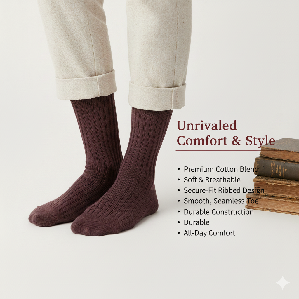 Aesthetic Ribbed Girls Crew Socks