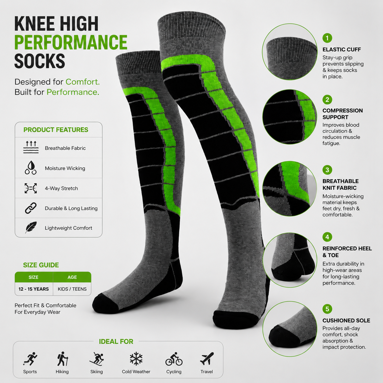 Unisex Knee-High Compression Socks