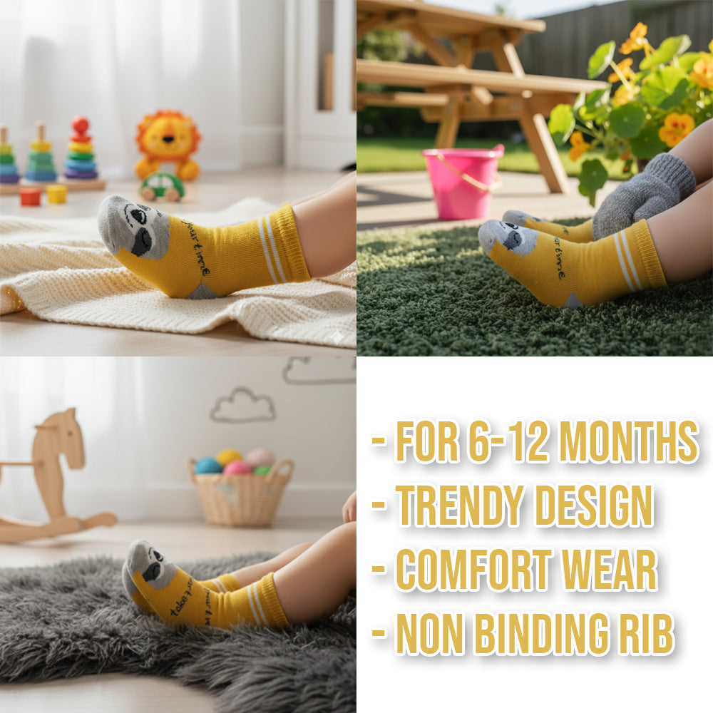 Baby Boys’ Sloth Print Crew Socks