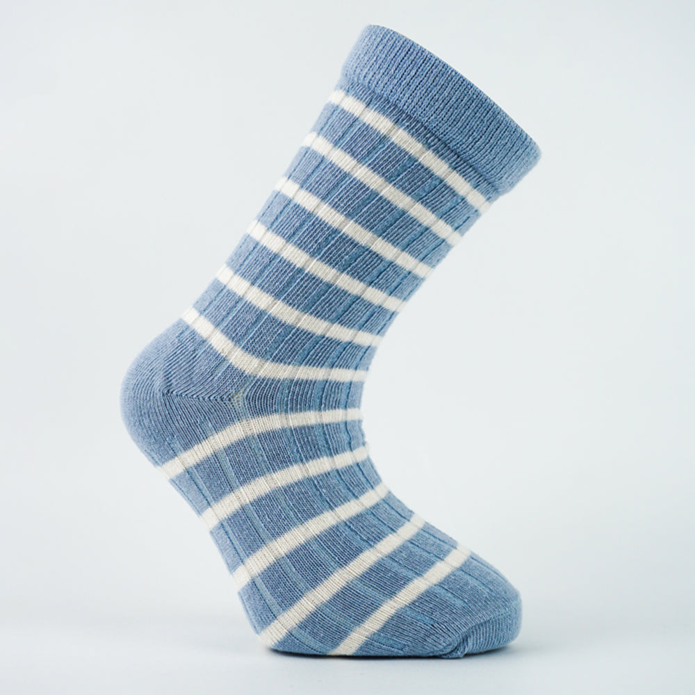 Girls Retro Ribbed Striped Crew Socks