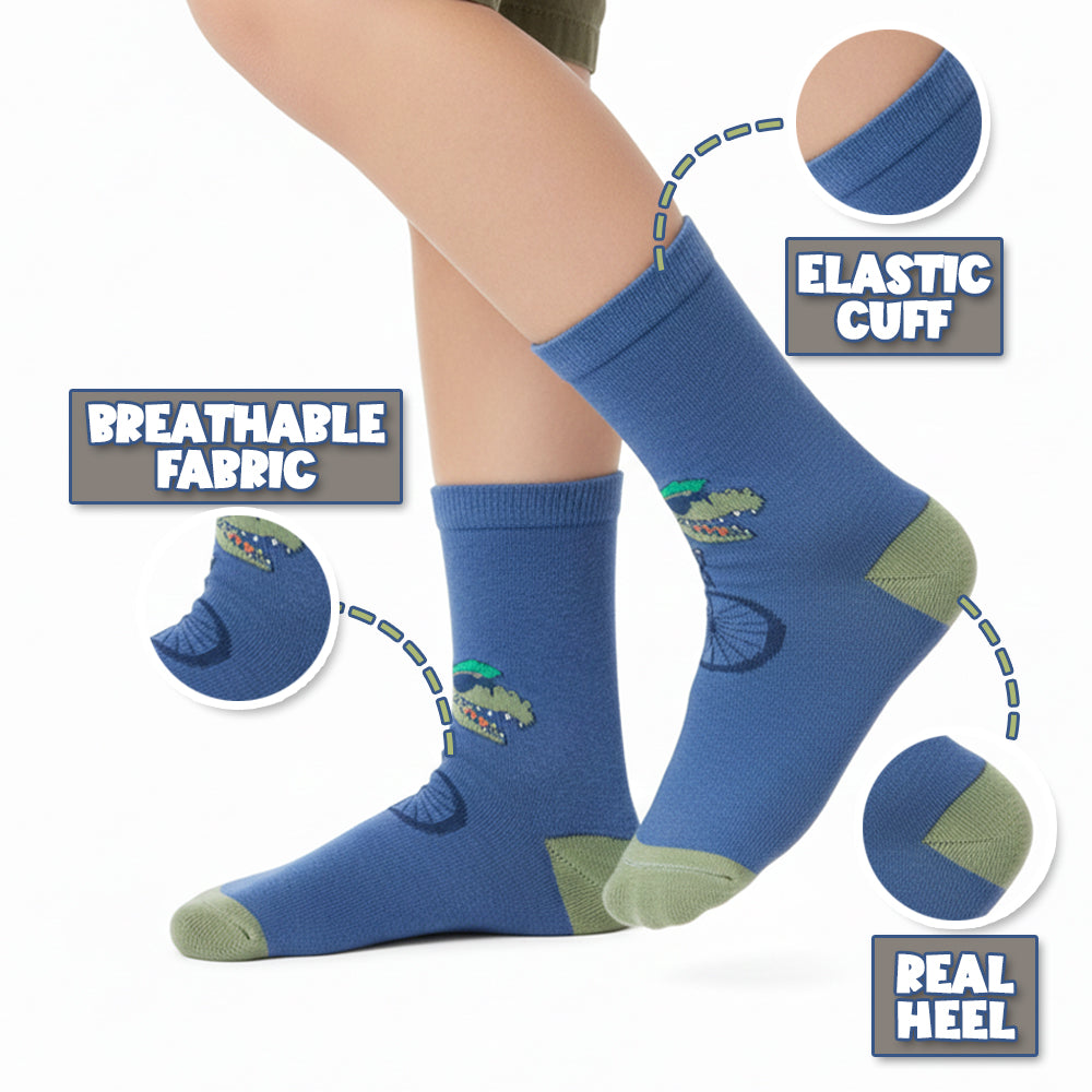 Boy's Dinosaur Biking Crew Socks