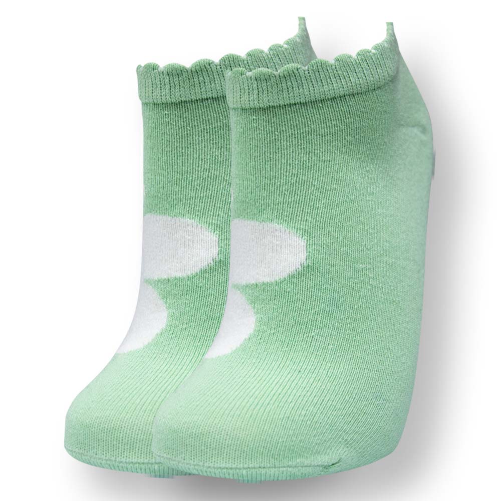 White Flower Print Girl's Ankle Socks