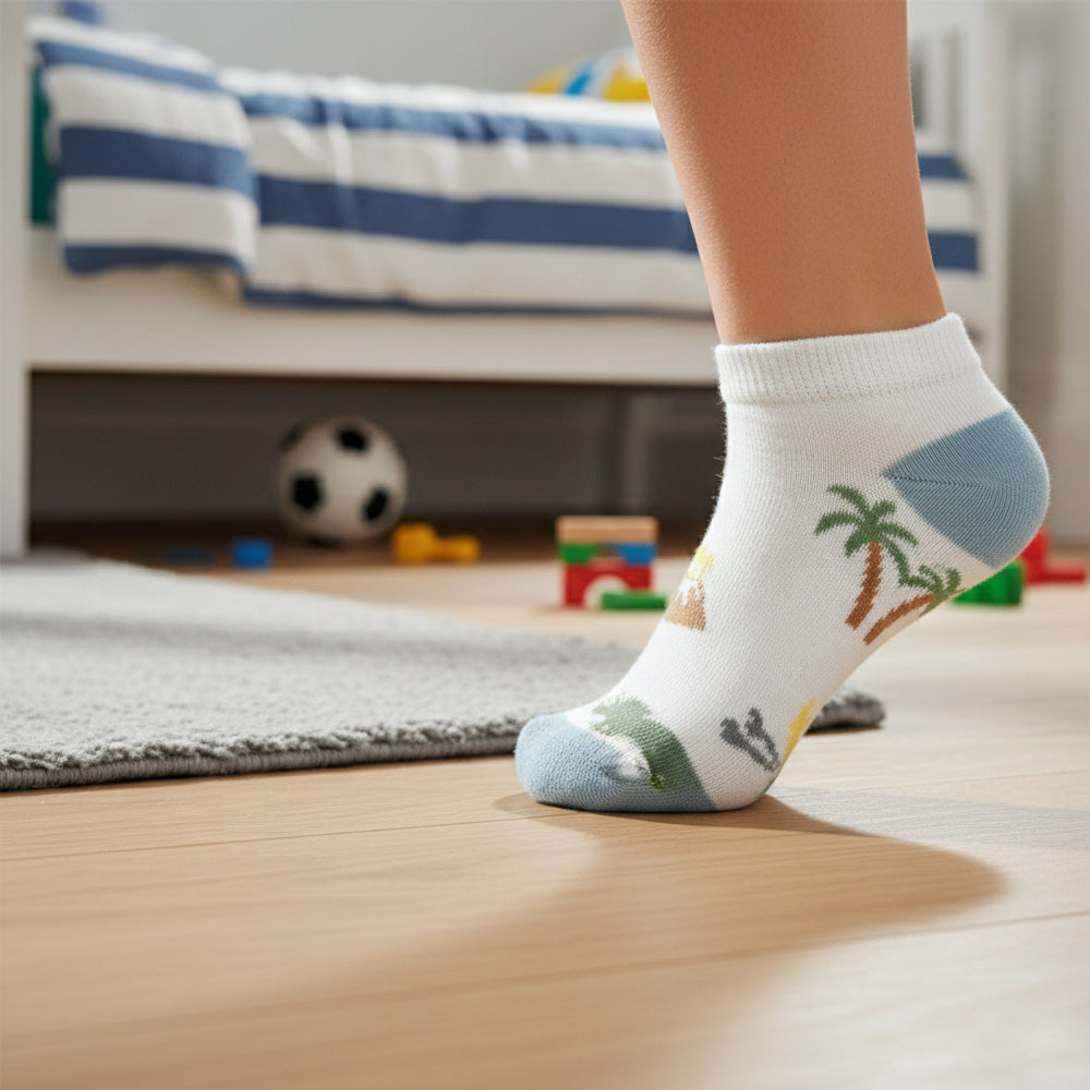 Boy's Dinosaur & Stripe Ankle Socks