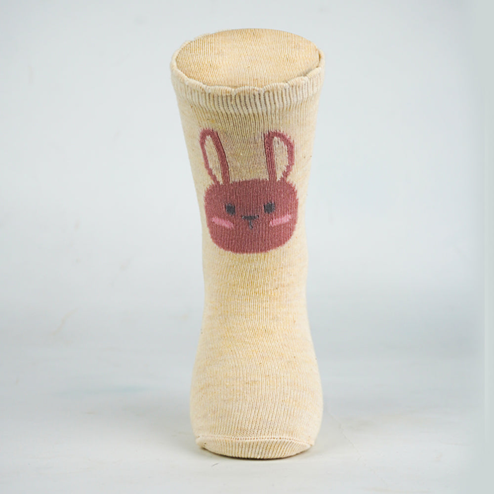 Girl Bunny Face Print Crew Socks