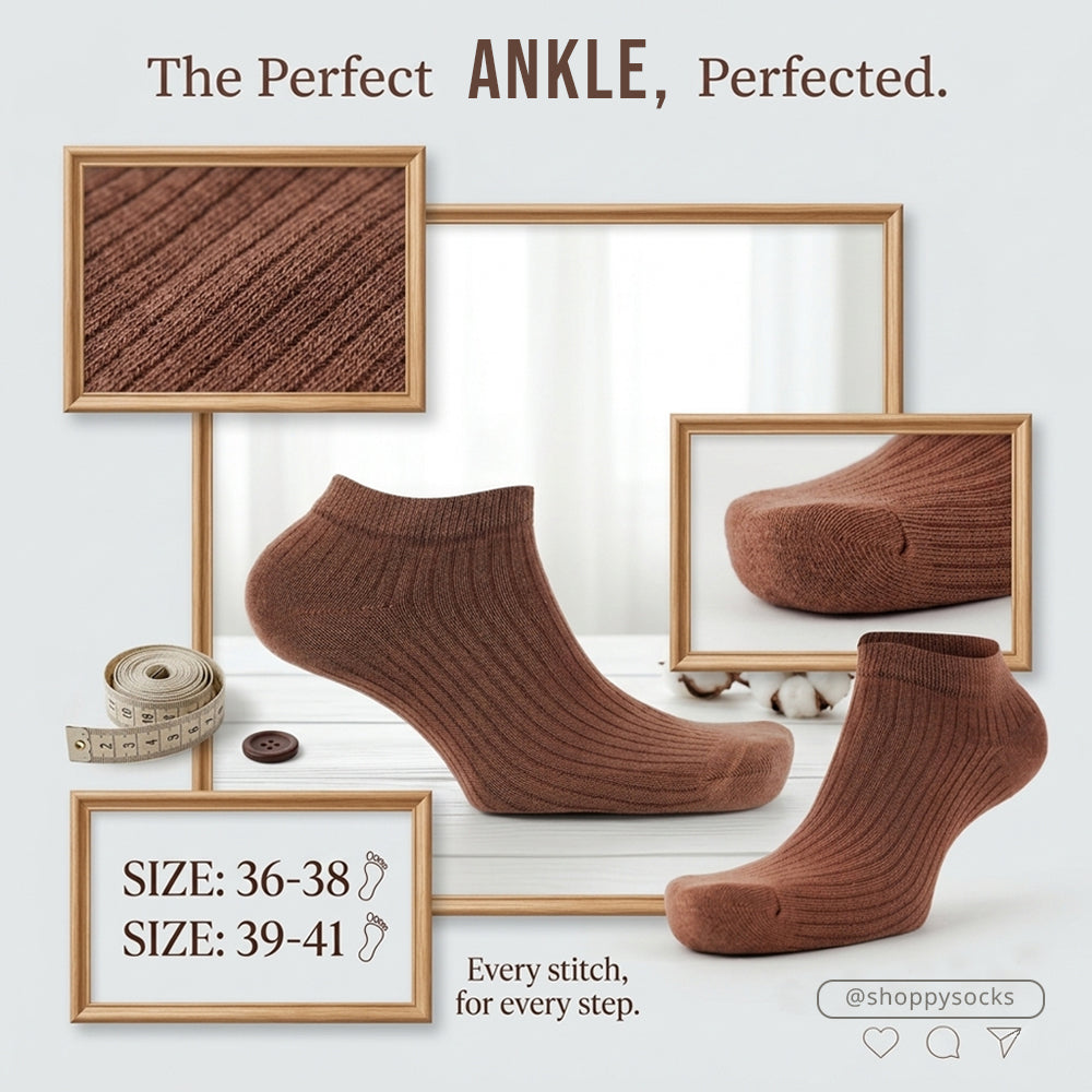Women Premium Ribbed Cotton Ankle Socks