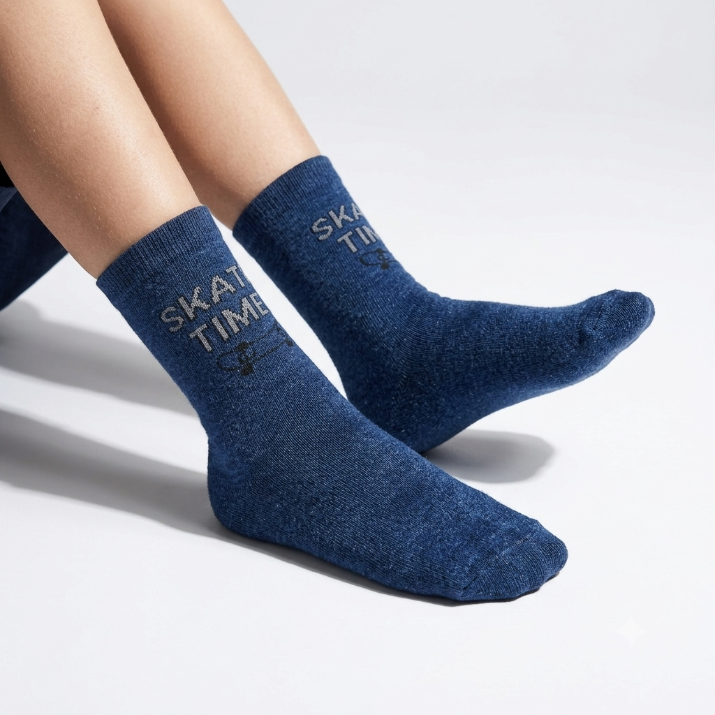 Boys Skate Time Print Crew Socks