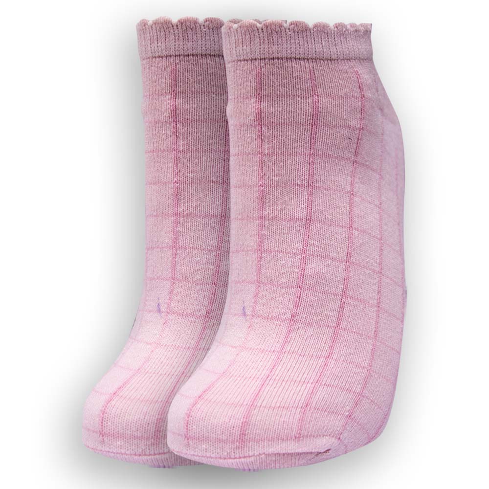 Girl's Pink Checkered Ankle Socks