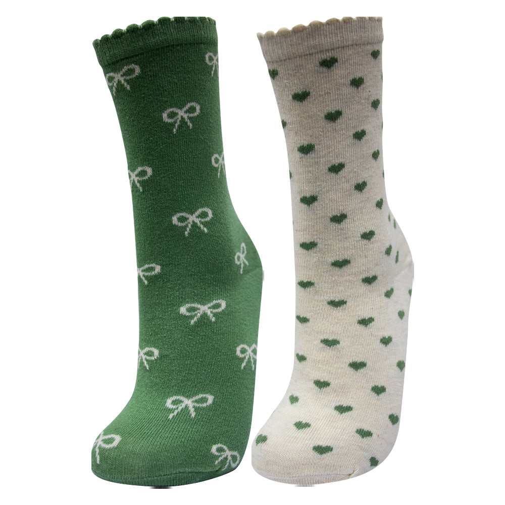 heart & Ribbon Scalloped Girl Socks