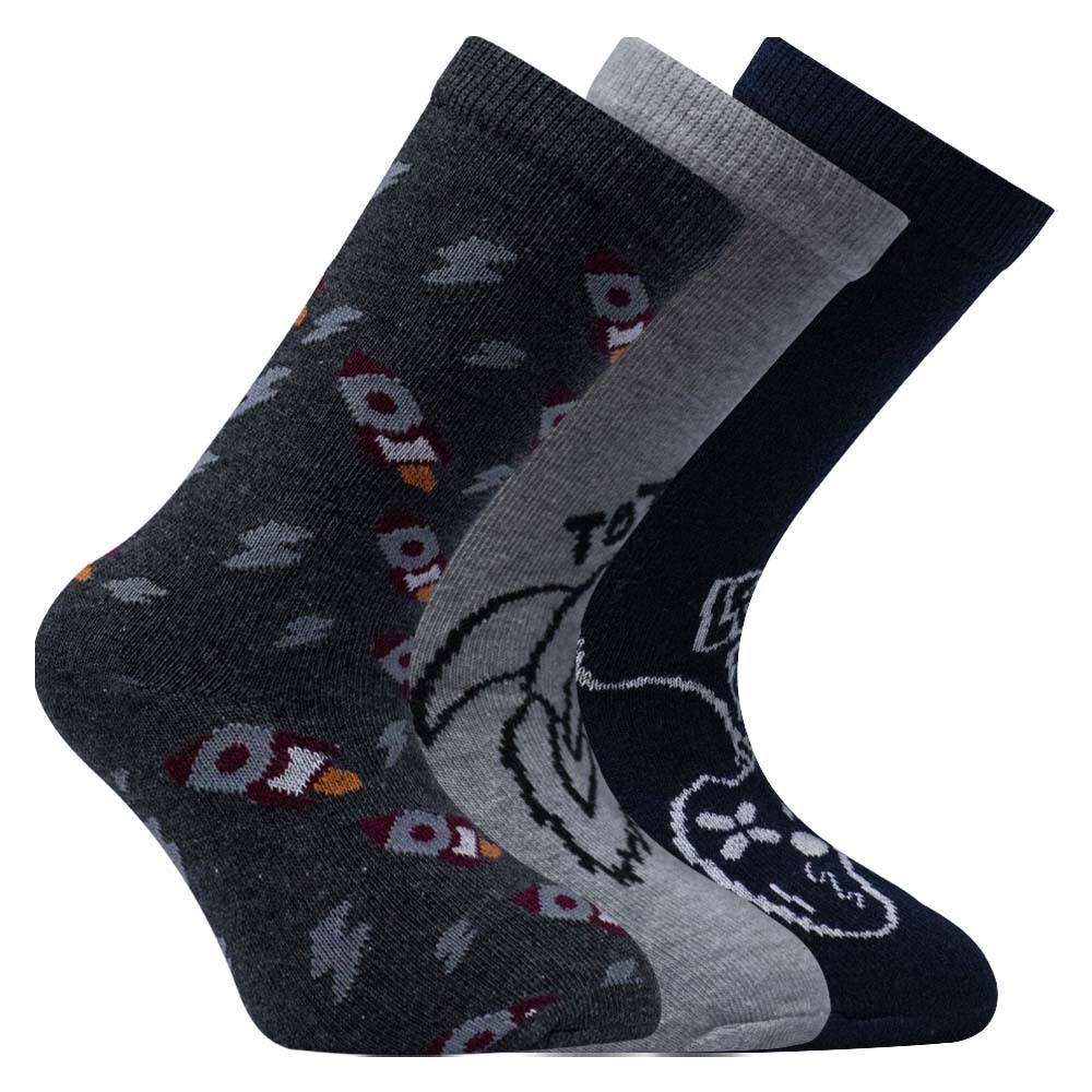 3-Pack Galaxy Gamer Kids' Crew Socks