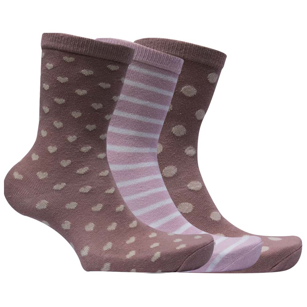 Pack of 3 - Girls Polka Dot , Heart Design & Striped Print Crew Socks