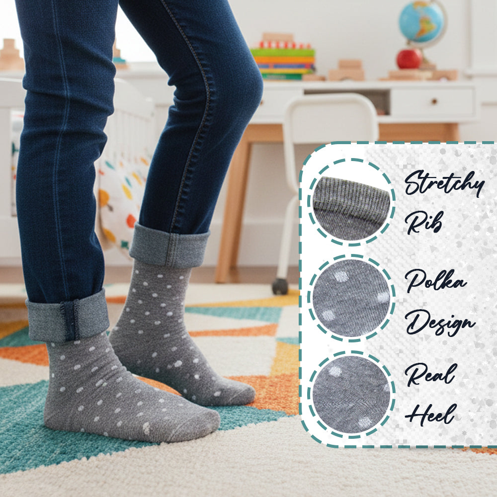 Girls Grey Lurix Polka Dot Socks