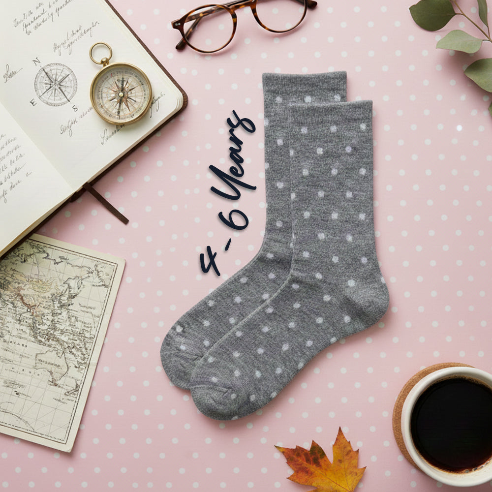 Girls Grey Lurix Polka Dot Socks