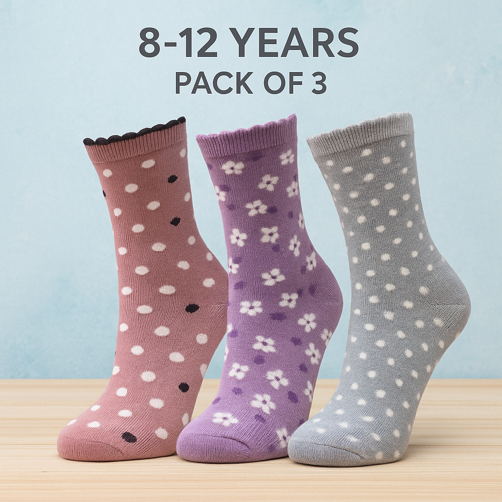 Pack of 3 -  Girls Crew Socks