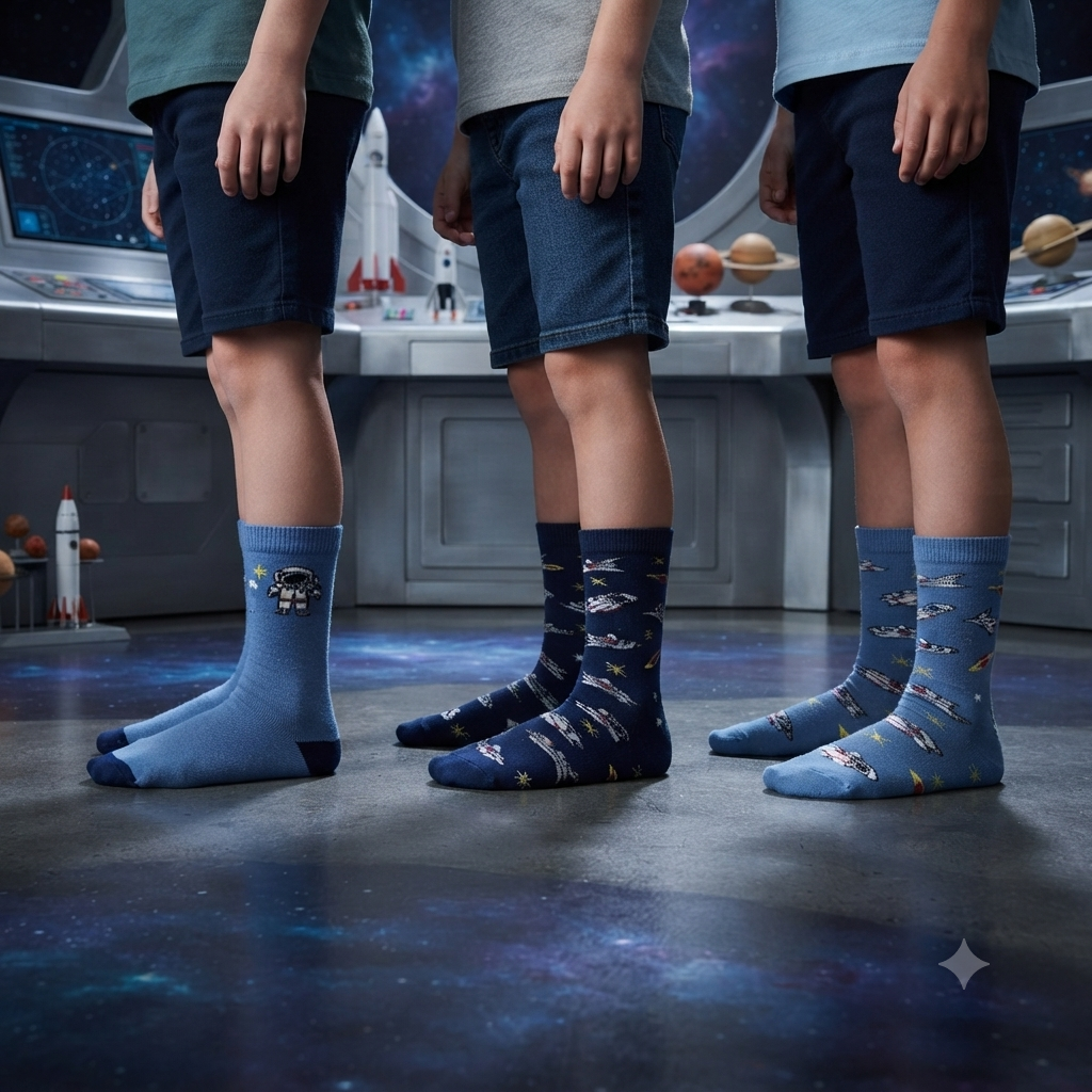 Boys Space Adventure Crew Socks