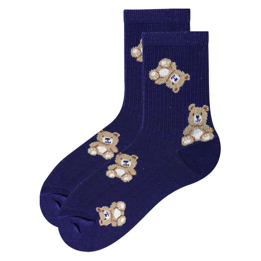 Girls Teddy Bear Crew Socks