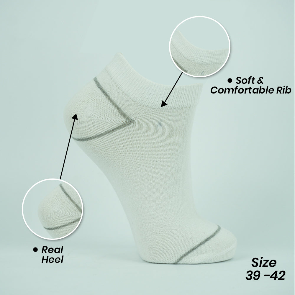Unisex White Cotton Ankle Socks