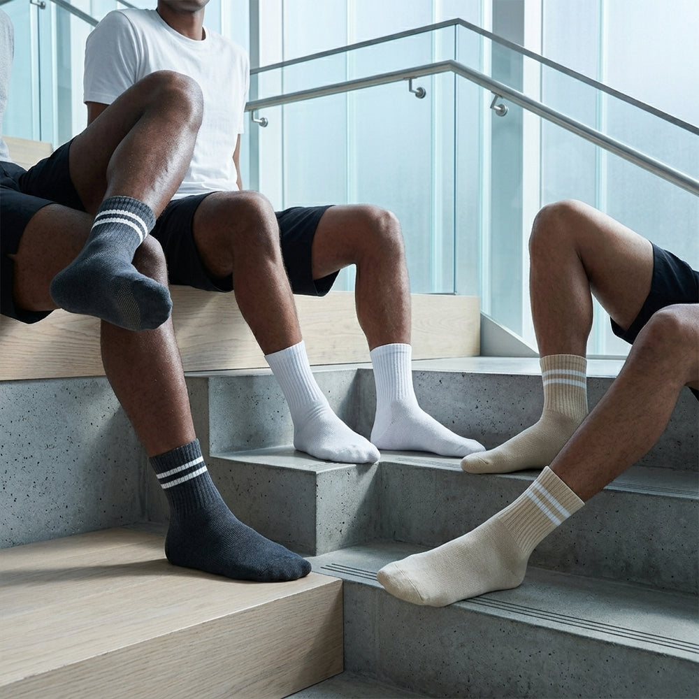 Men Retro-Athletic Ribbed Low-Cut Socks