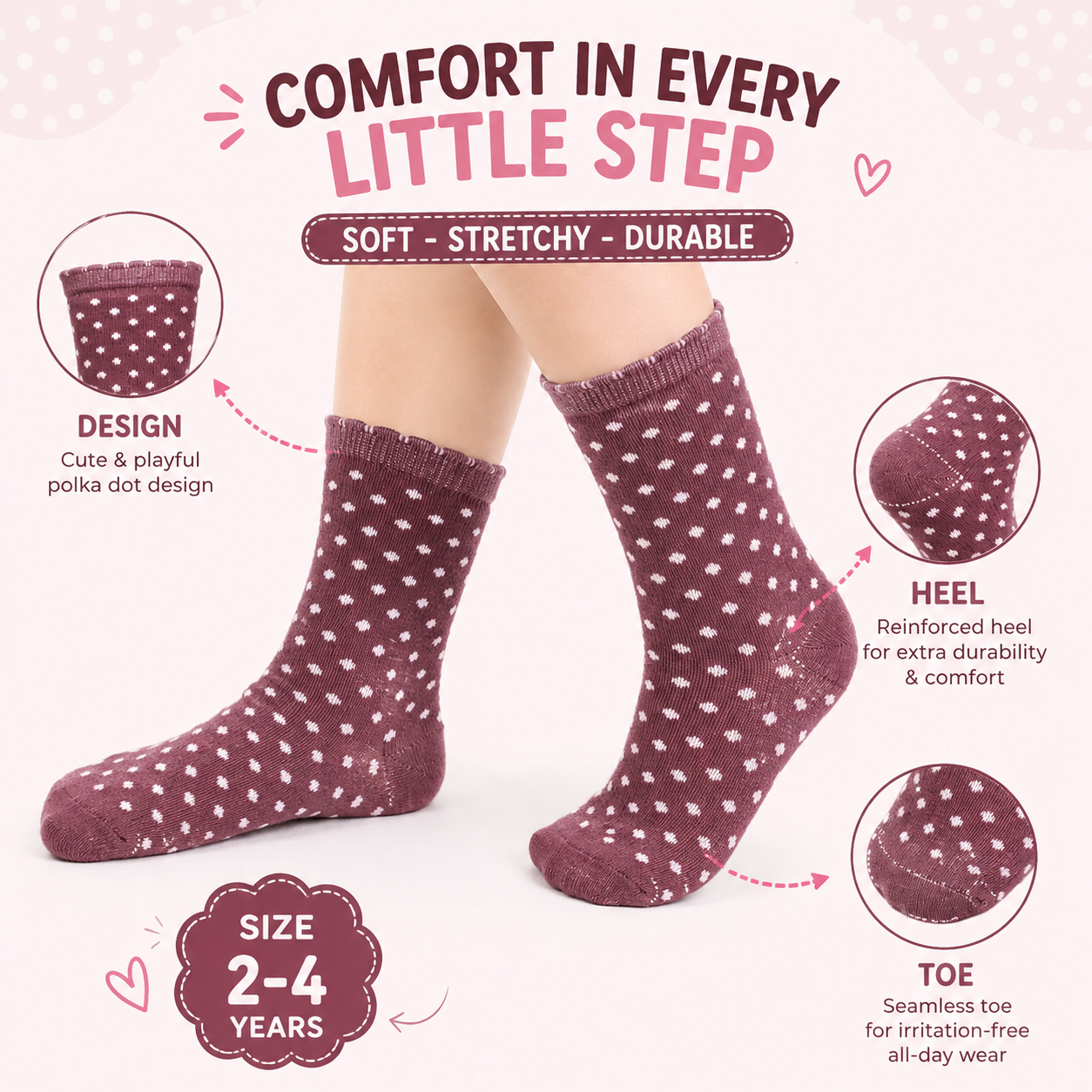 Polka Dot Ruffle Ankle Socks for Girls