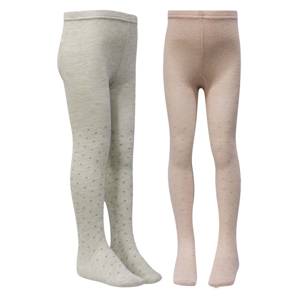 Soft Knit Baby Pink & Beige Tights for Girls (CJ)