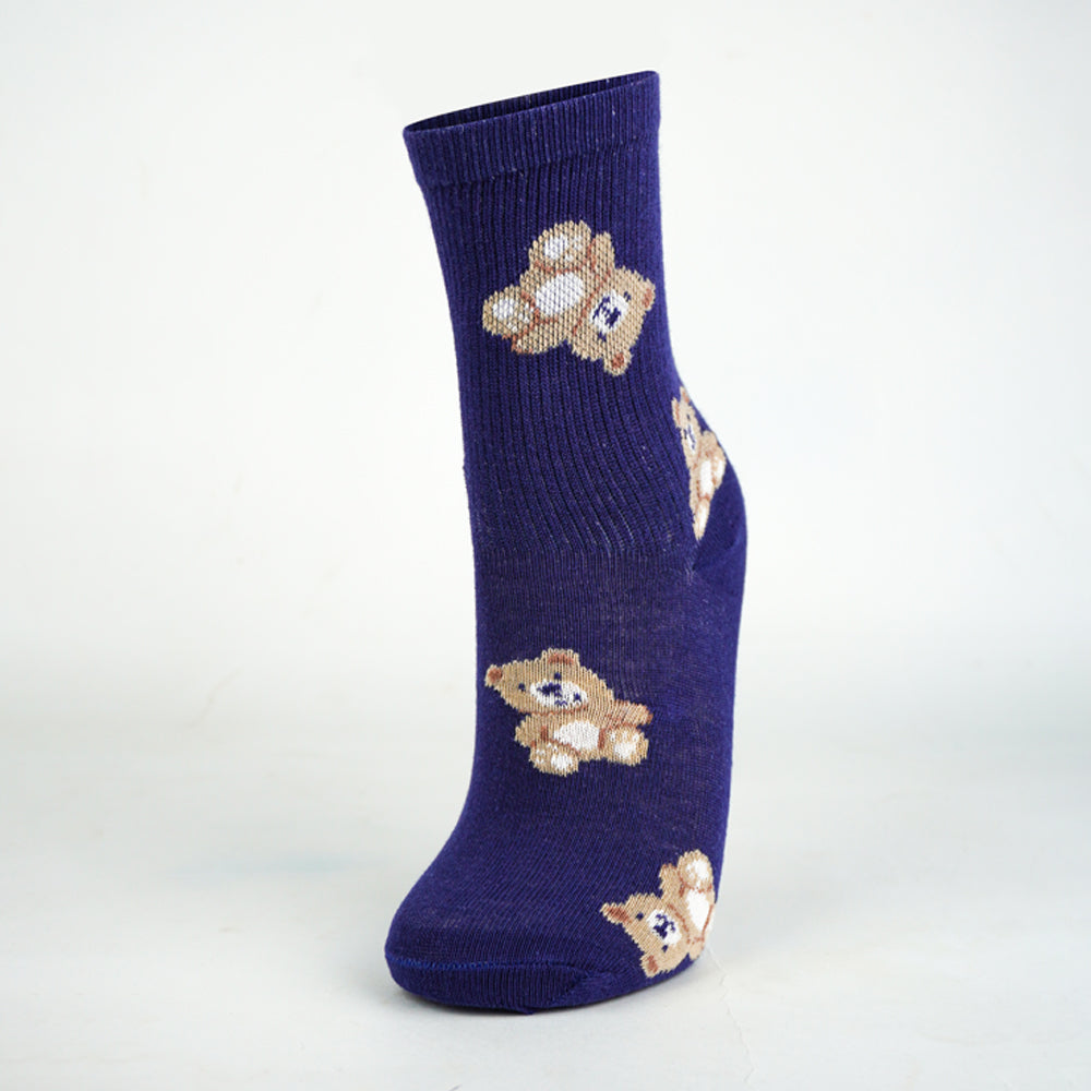 Girls Teddy Bear Crew Socks