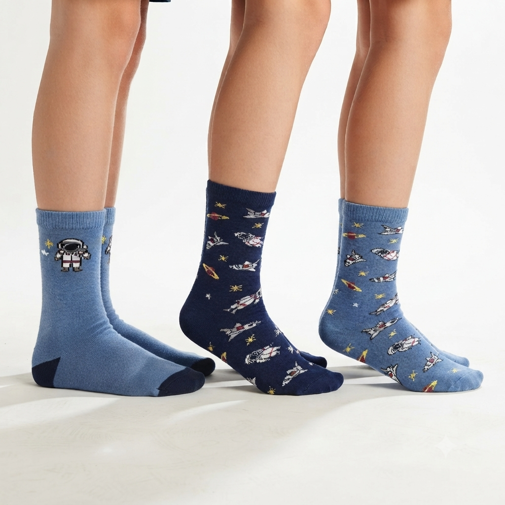 Boys Space Adventure Crew Socks