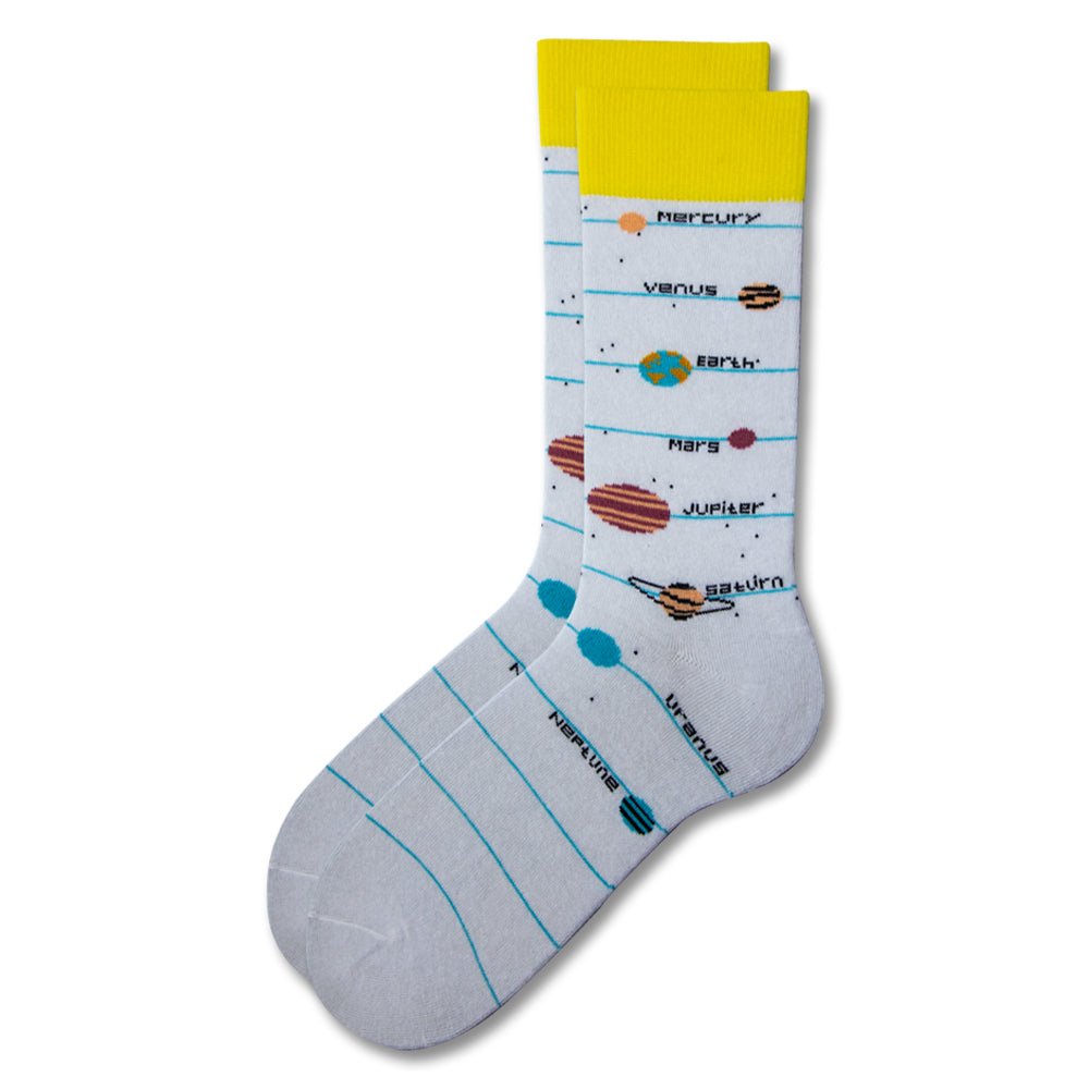 Men Solar System Print Crew Socks