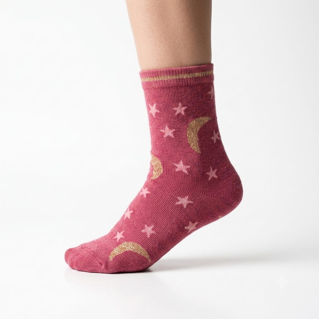Girls Celestial Moon & Stars Print Ankle Socks