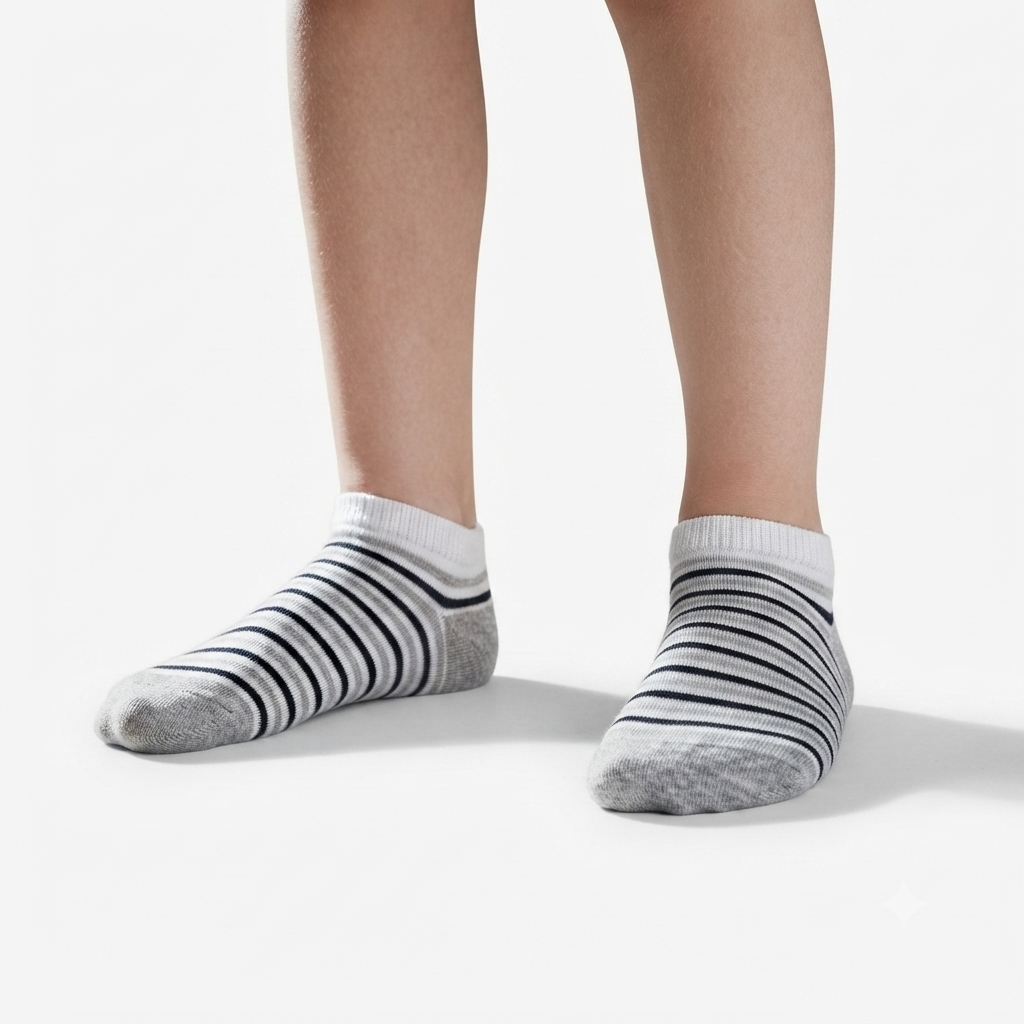 Boys Navy Striped Ankle Socks