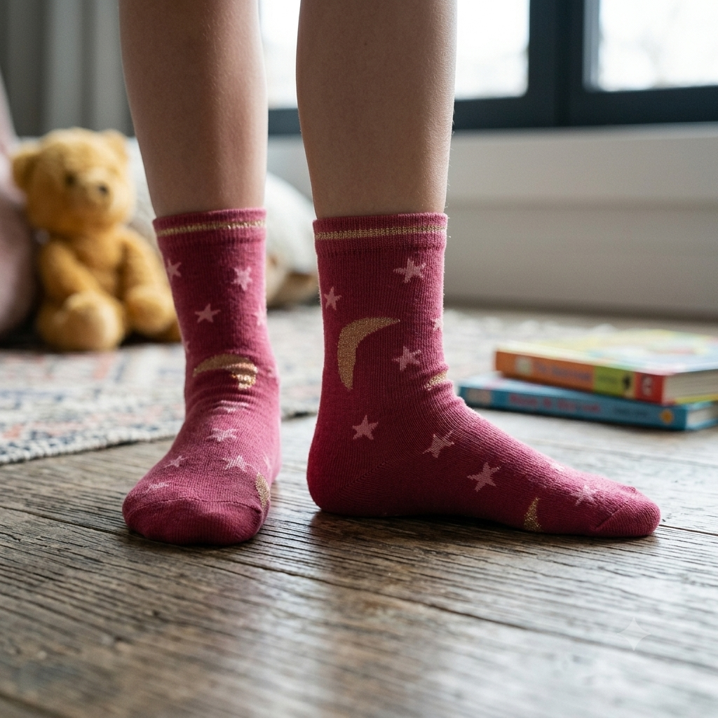 Girls Celestial Moon & Stars Print Ankle Socks