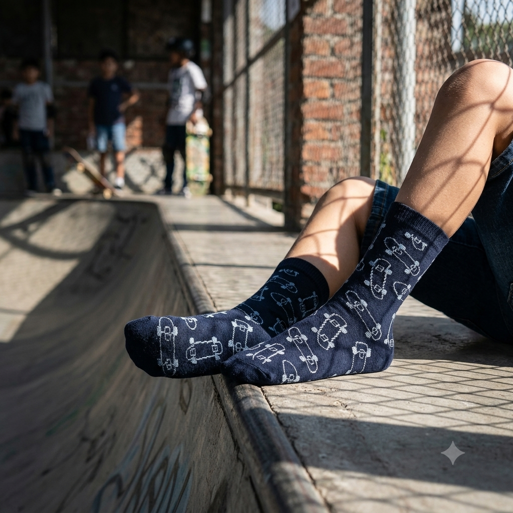 Boy's Multiple Skate Print Crew Socks