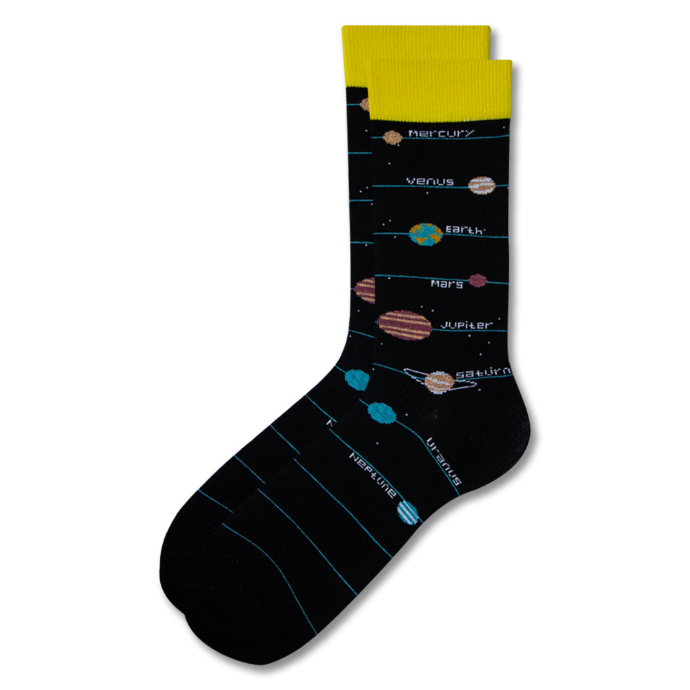 Men Solar System Print Crew Socks