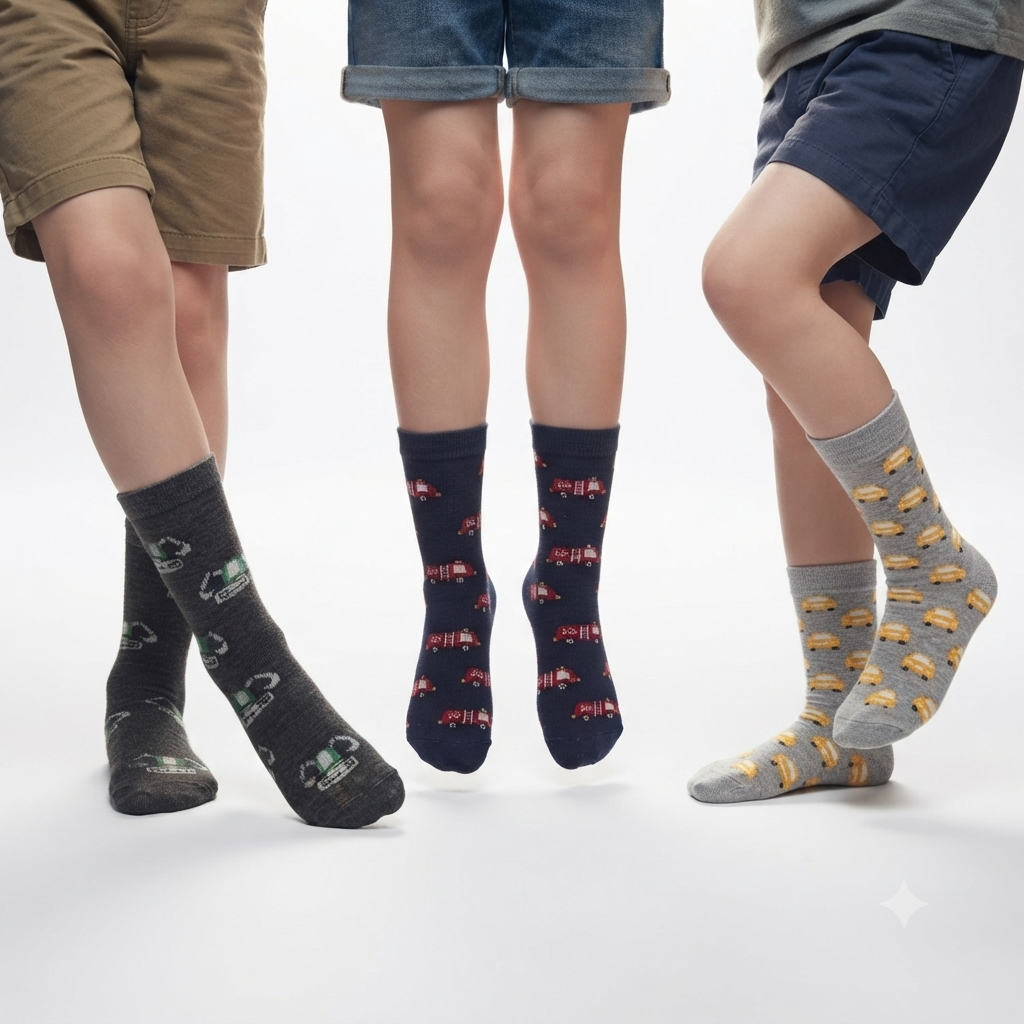Boys Fun Vehicle Print Crew Socks