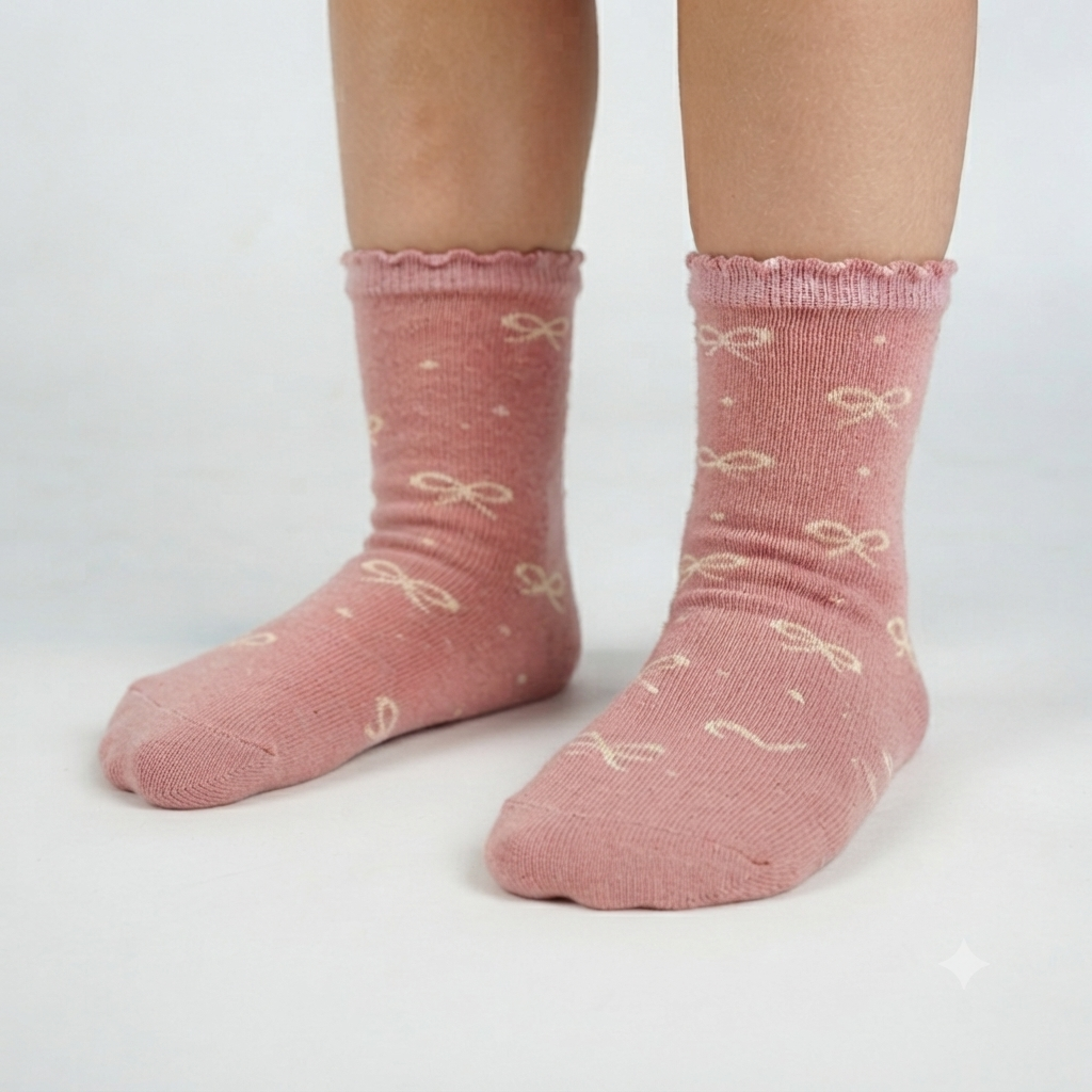 Girls Bow-Print Ankle Socks