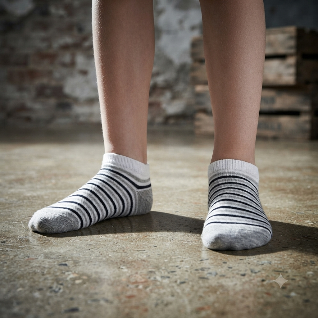Boys Navy Striped Ankle Socks