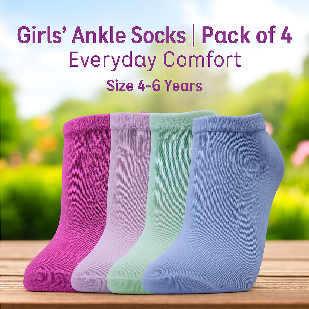 Pack of 4 - Girls’ Ankle Socks
