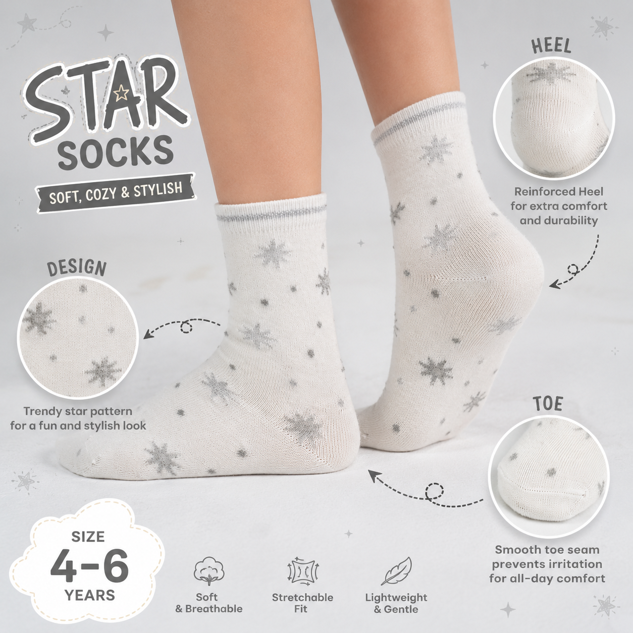 Girls Starry Glitter Ankle Socks