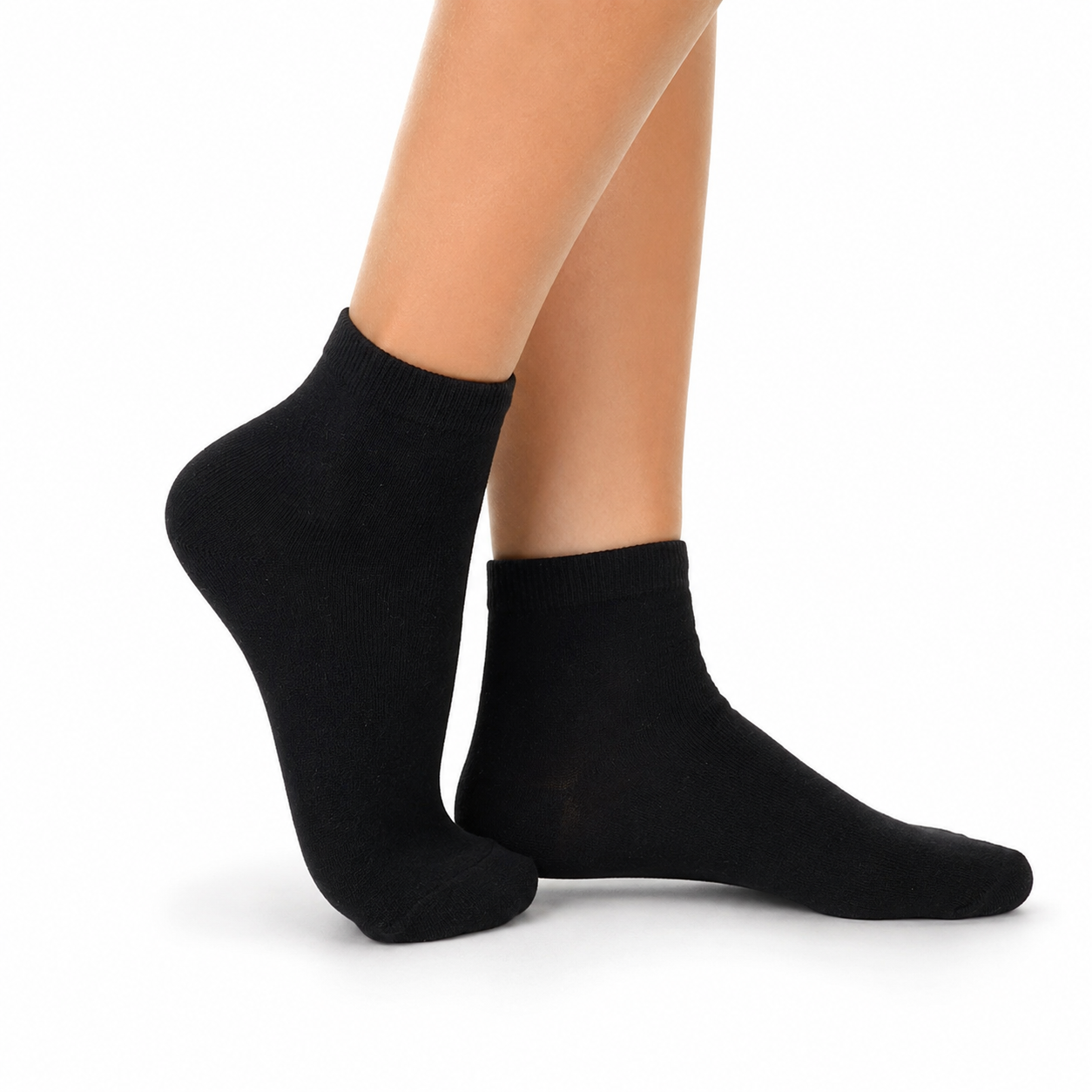Women Plain Black Ankle Socks