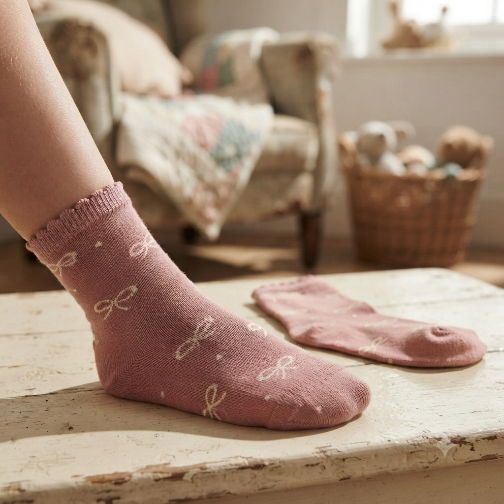 Girls Bow-Print Ankle Socks