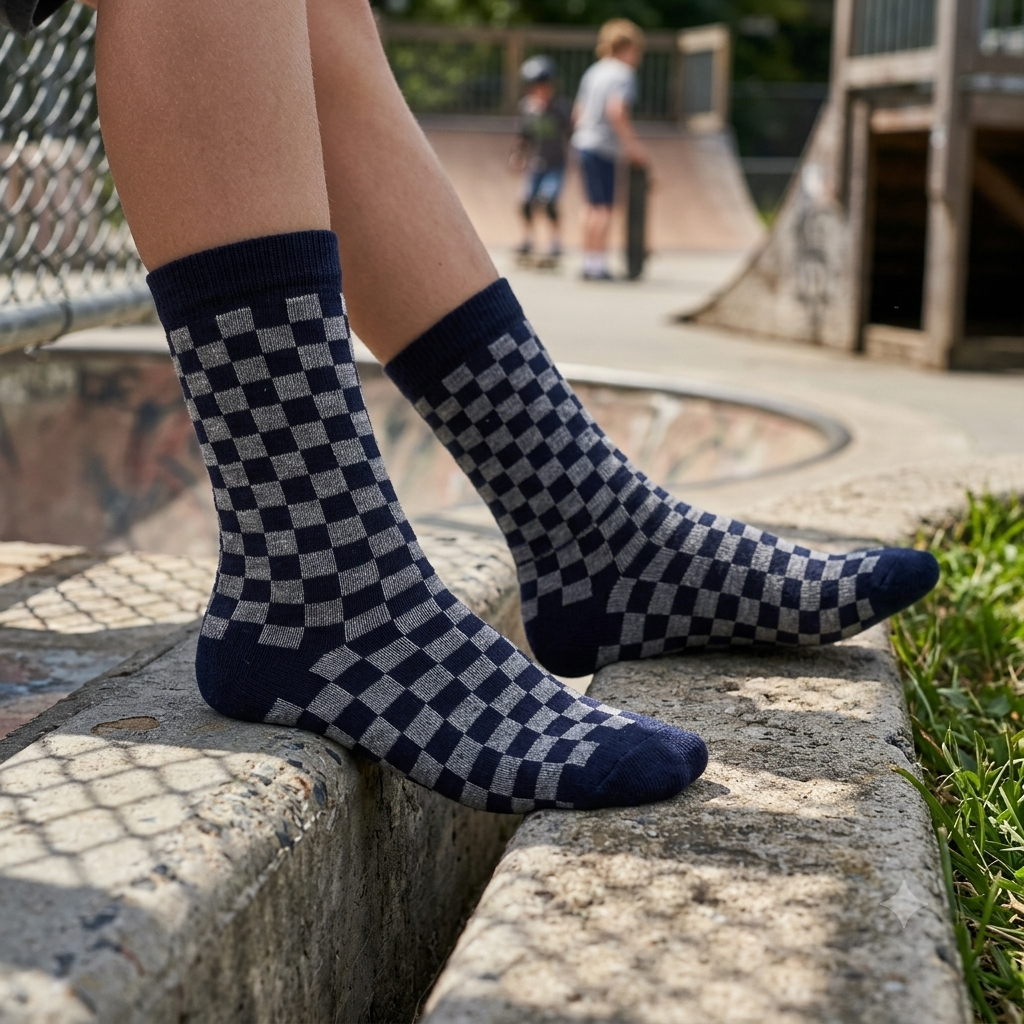 Boys Checkerboard Crew Socks