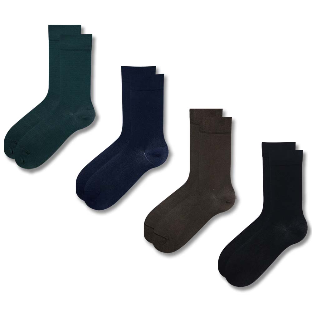 Men Luxury Plain Mercerized Cotton Dress Socks