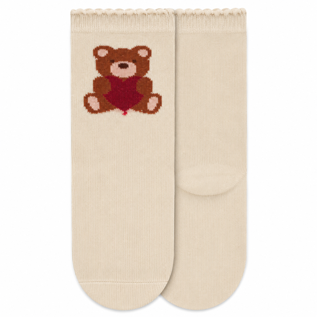 Heart Teddy Bear Girls Socks